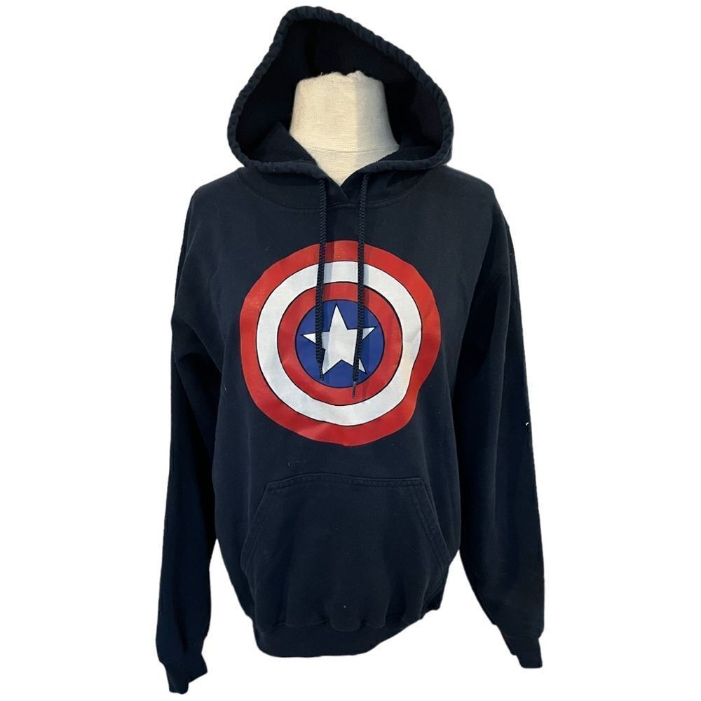 Captain America Young Mens Adult Hoodie, Size Small